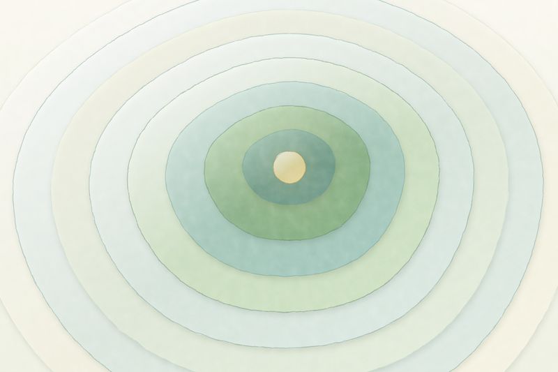 Layers of colour widening in rings like a slow breath, painted in botanical watercolour